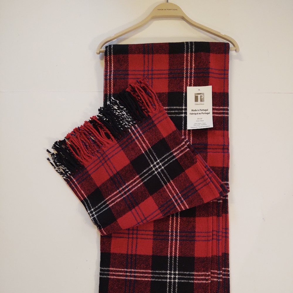 🎁Texteis Penedo Holiday Throw Blanket - Cotton Blend Tartan Plaid - 50”x70”
